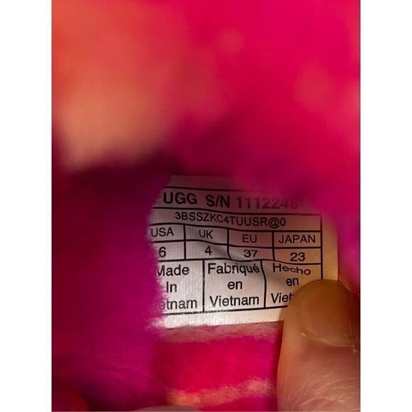 UGG Fluff Yeah Slide Zebra Rock Rose Pink Slingback Slipper Sandal Size US 6 EUC - Picture 4 of 12